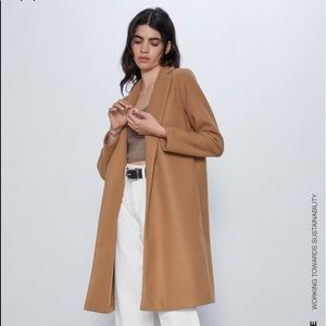 Zara Basic Camel Sweater Coat, Size XL